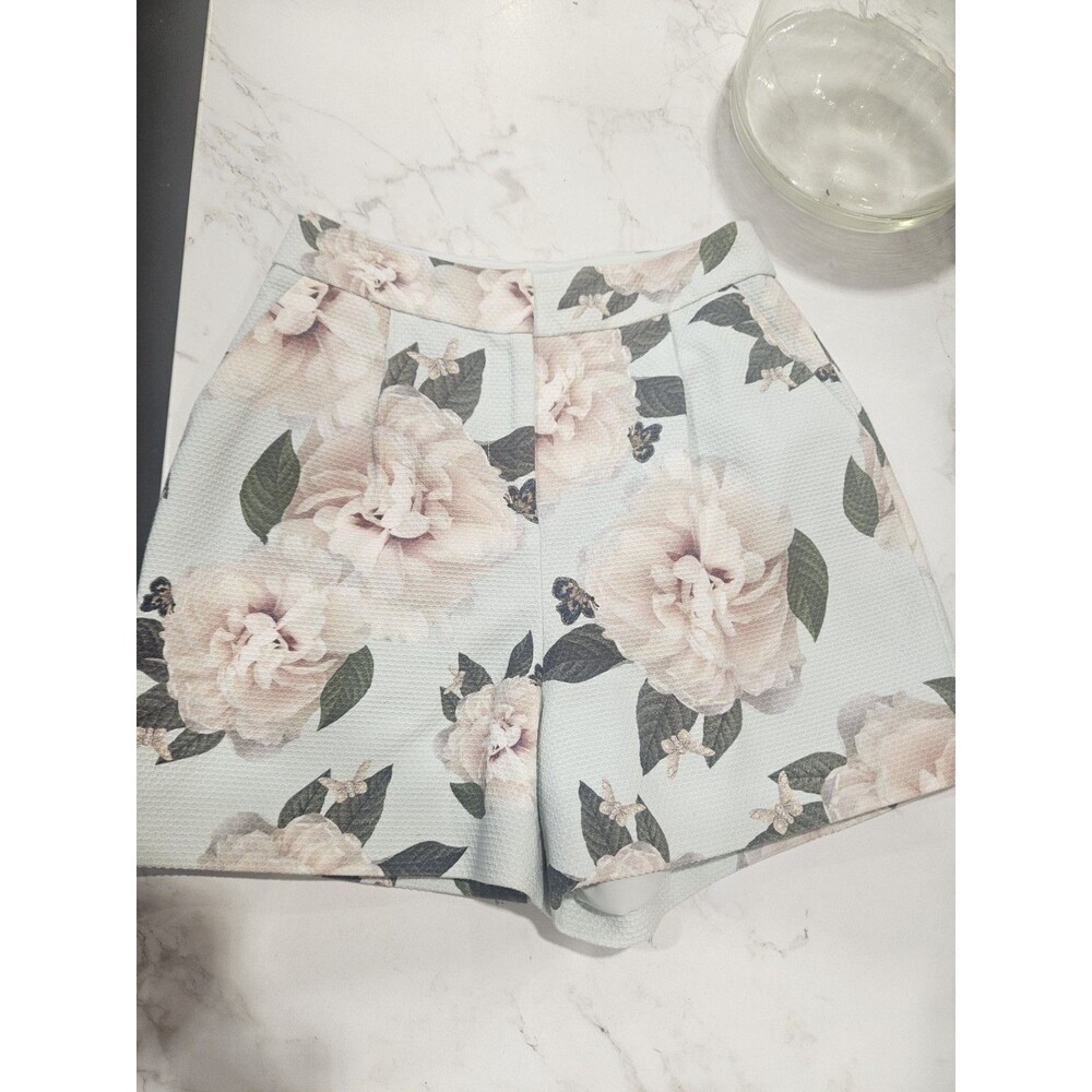 Ted Baker Magnificent Textured Floral Shorts Mint Green Ted Size 0 US